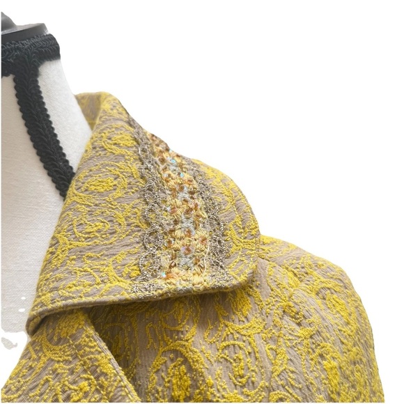 Joimo Floral Tapestry Blazer Jacket Women's M Gold Tan Embellished 90's Y2K - Picture 4 of 11